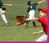 Kid cathing a baseball